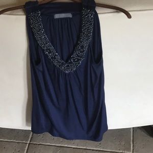 Flowy blue beaded tank top